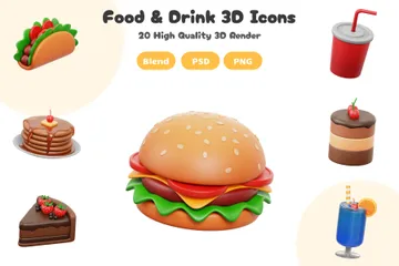 Alimentos y bebidas V2 Paquete de Icon 3D