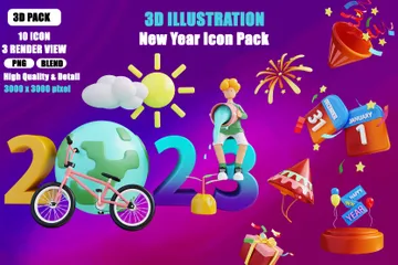 Año Nuevo Paquete de Illustration 3D