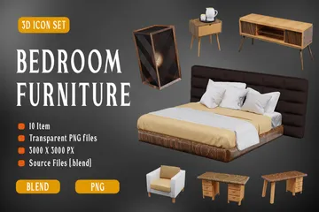 Bedroom Furniture 3D Icon Pack