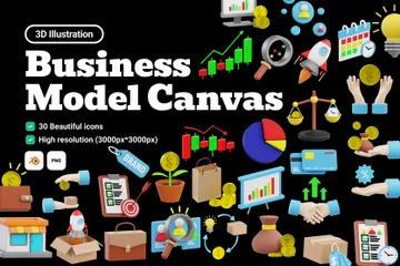 Business Model Canvas 3D Icon Pack