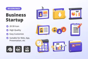 Business Startup 3D Icon Pack