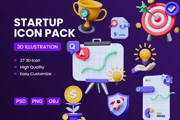 Business Startup 3D Icon Pack