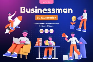 Businessman 3D Illustration Pack