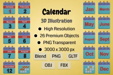 Calendrier Pack 3D Icon