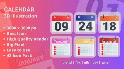 Calendrier Pack 3D Icon