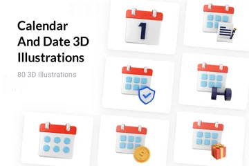 Calendrier et date Pack 3D Illustration