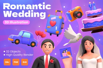 Casamento Romântico Pacote de Icon 3D