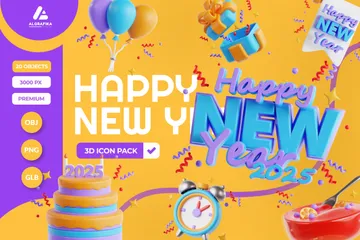 Celebración de Año Nuevo Paquete de Icon 3D