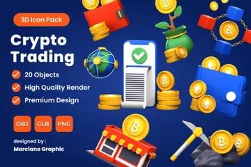 Comercio de criptomonedas Paquete de Icon 3D