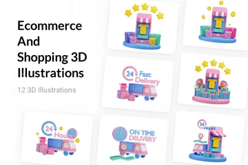 Comércio eletrônico e compras Pacote de Illustration 3D