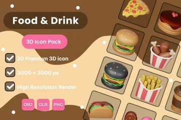 Comida y bebida Paquete de Icon 3D