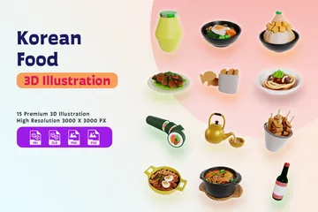 Comida coreana Paquete de Icon 3D