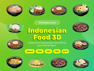 Comida indonesia Paquete de Icon 3D