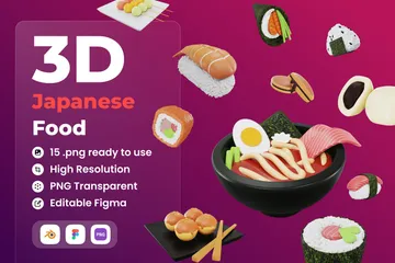 Comida Japonesa Pacote de Icon 3D