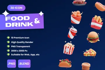 Comida y bebida Paquete de Icon 3D