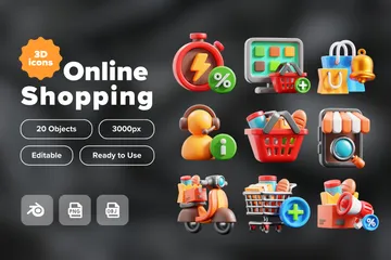 Compras online Pacote de Icon 3D