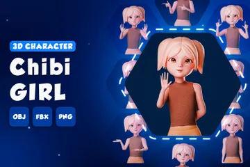 Cute Chibi Girl 3D Illustration Pack