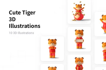 Cute Tiger 3D Illustration Pack