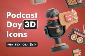 Dia do Podcast Pacote de Icon 3D