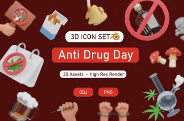 Drug Abuse Anti Drug Day Narcotics 3D Icon Pack