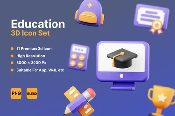 Education 3D Icon Pack