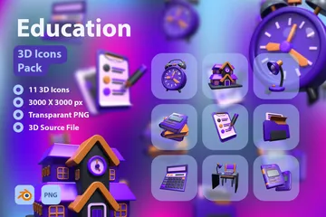 Education 3D Icon Pack