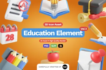 Education Element 3D Icon Pack