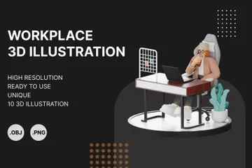 Eficiência redefinida: criando configurações de trabalho estéticas para sucesso e arte Pacote de Illustration 3D