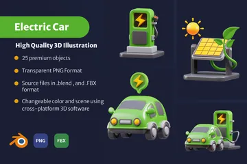 Electric Car 3D Icon Pack