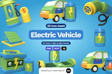 Electric Vehicle 3D Icon Pack