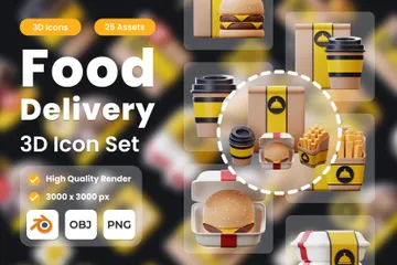 Entrega de comida Paquete de Icon 3D