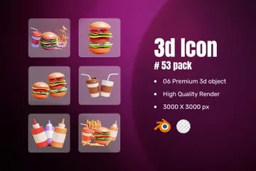 Comida rápida Pacote de Icon 3D