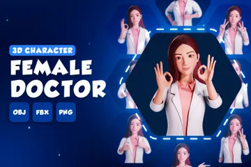 Female Doctor - Half Body 3D Illustration Pack