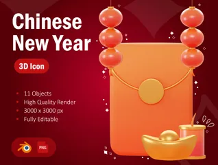 Festival de celebración del año nuevo chino Paquete de Icon 3D