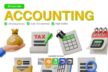 Finance Accounting 3D Icon Pack