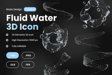 流動的な水しぶき 3D Iconパック