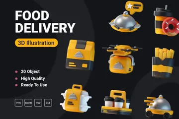 Food Delivery 3D Icon Pack