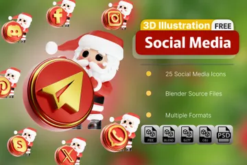 Free Christmas Social Media 3D Icon Pack