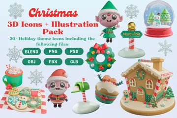 Frohe Weihnachten 3D-Illustration Pack