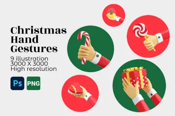 Gestos de mão de Natal Pacote de Illustration 3D