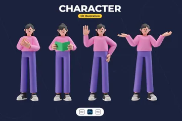 Girl Character 3D Illustration Pack