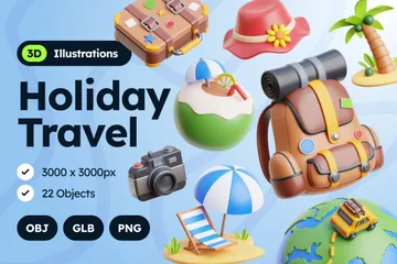 Holiday Travel 3D Icon Pack