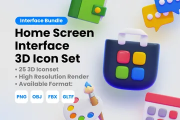 Interfaz de la aplicación de pantalla de inicio Paquete de Icon 3D