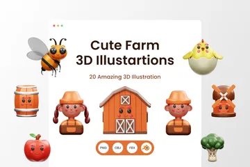 Ferme mignonne Pack 3D Emoji