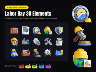 Labor Day 3D Icon Pack