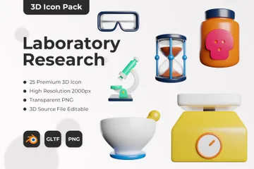 Laboratory Research 3D Icon Pack