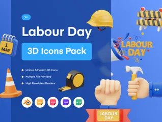 Labour Day 3D Icon Pack