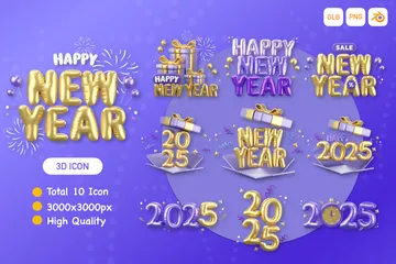 New Year 2025 3D Icon Pack