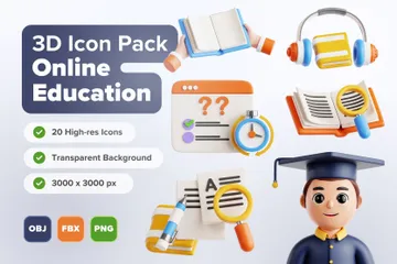 Online Education 3D Icon Pack