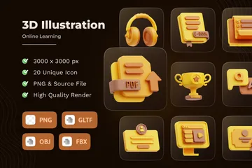 Online Learning 3D Icon Pack